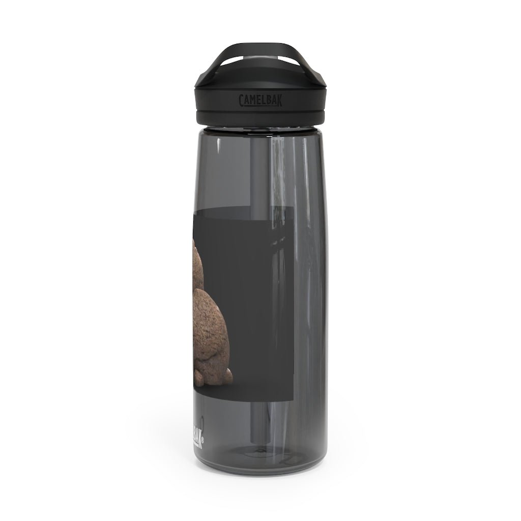 Rocks CamelBak Eddy® Water Bottle in 20oz and 25oz sizes, showcasing its durable Tritan™ material and spill-proof design.
